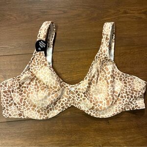 Bali Passion for Comfort Minimizer Underwire Bra 42C Brn/Wht Silky Smooth Lining